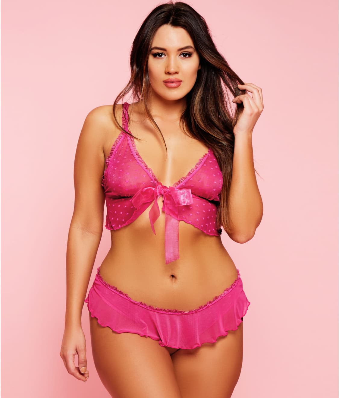 Plus Size Young At Heart Bra & Crotchless Panty Set