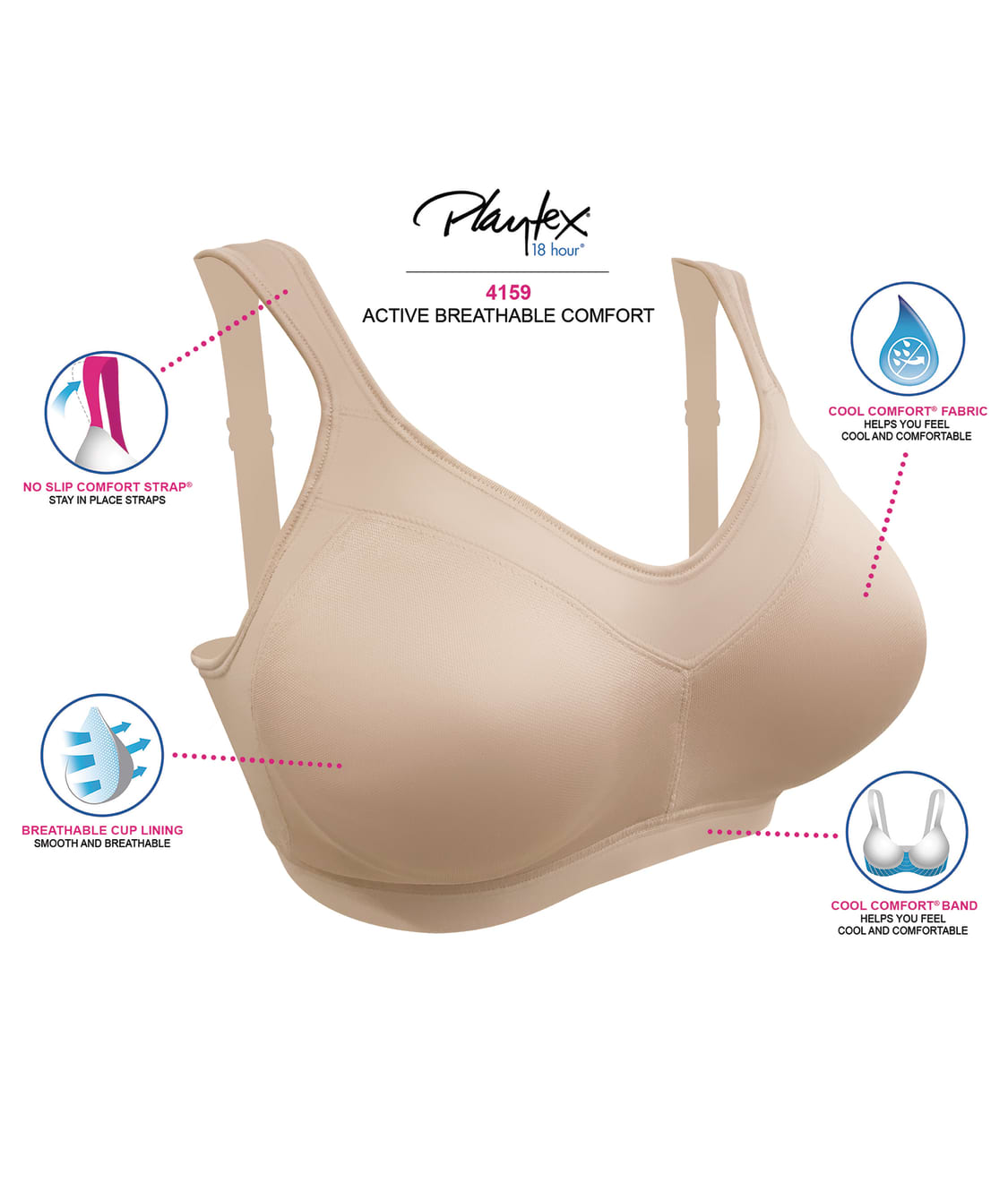 Playtex 18 Hour Cooling Comfort Wire-Free Sports Bra & Reviews | Bare ...