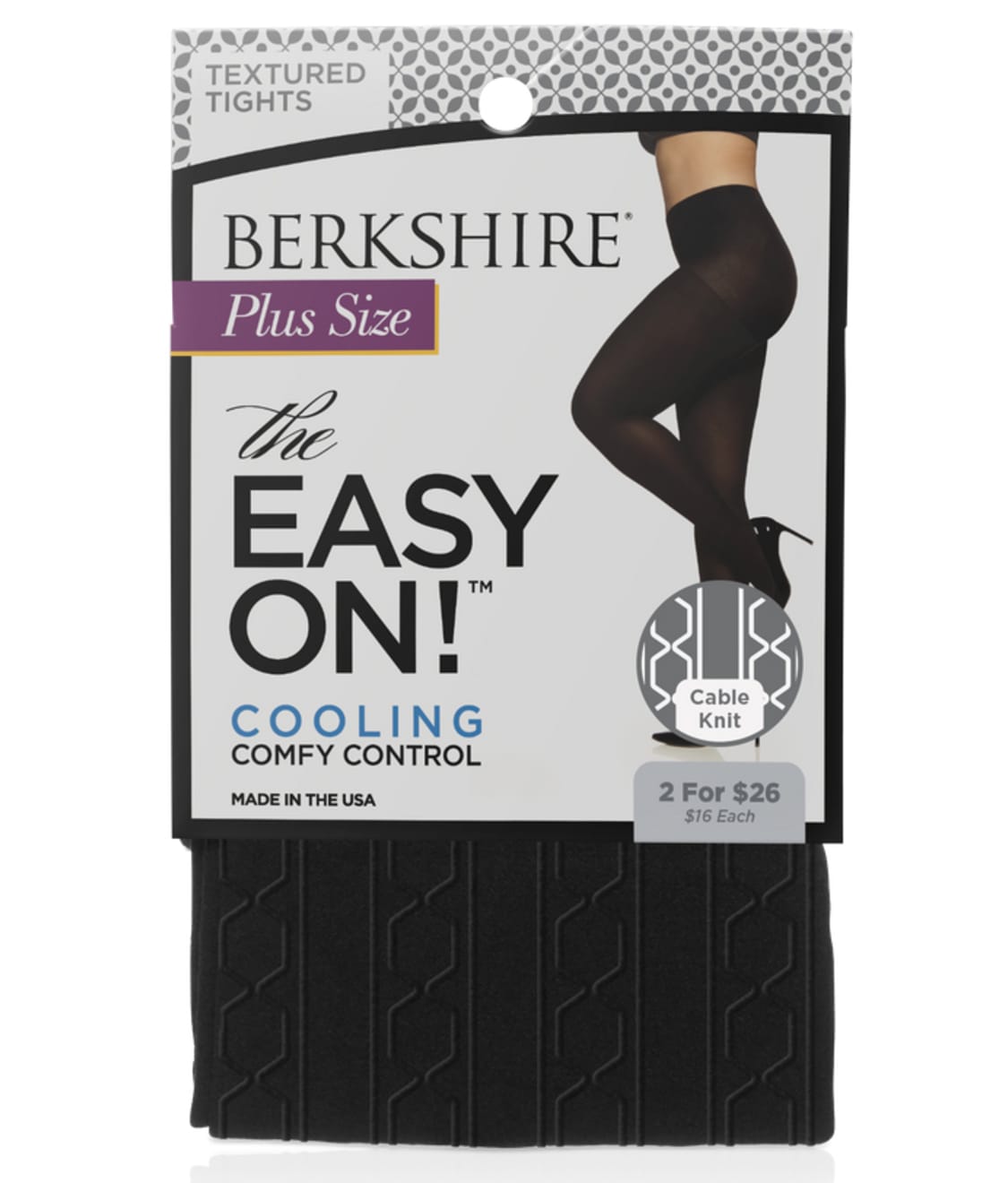 Berkshire Womens Plus Size The Easy On Cable Knit Tights 