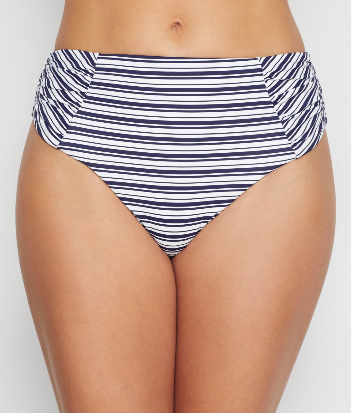 Birdsong: Newport Stripe Ruched High-Waist Bikini Bottom S20154-NWST