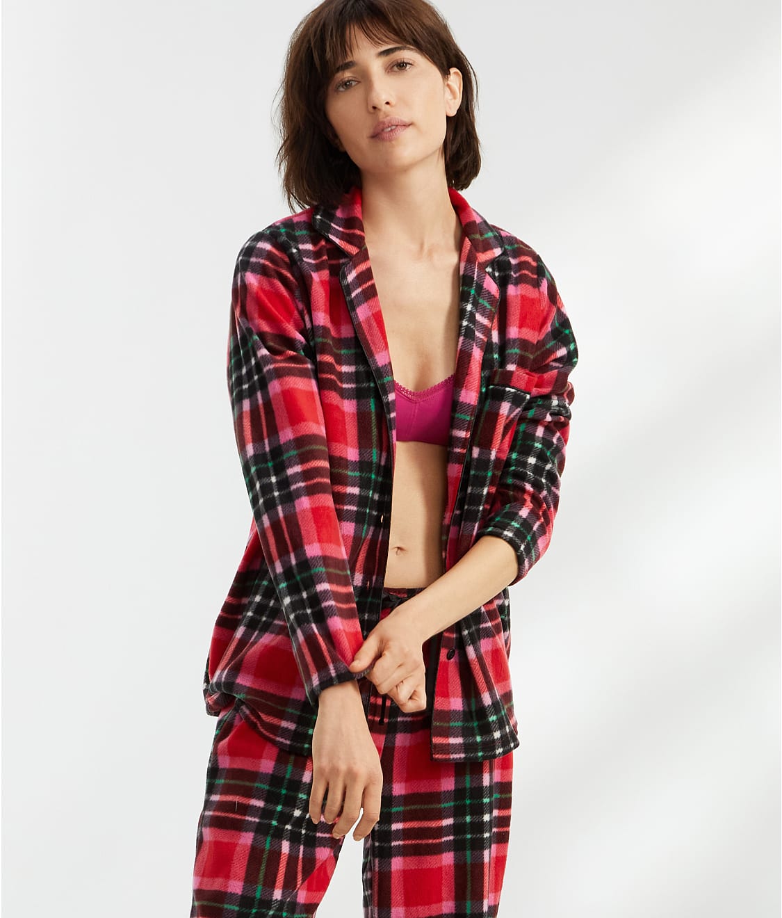 Bare Necessities Satin Piping Holiday Fleece Pajama Set & Reviews
