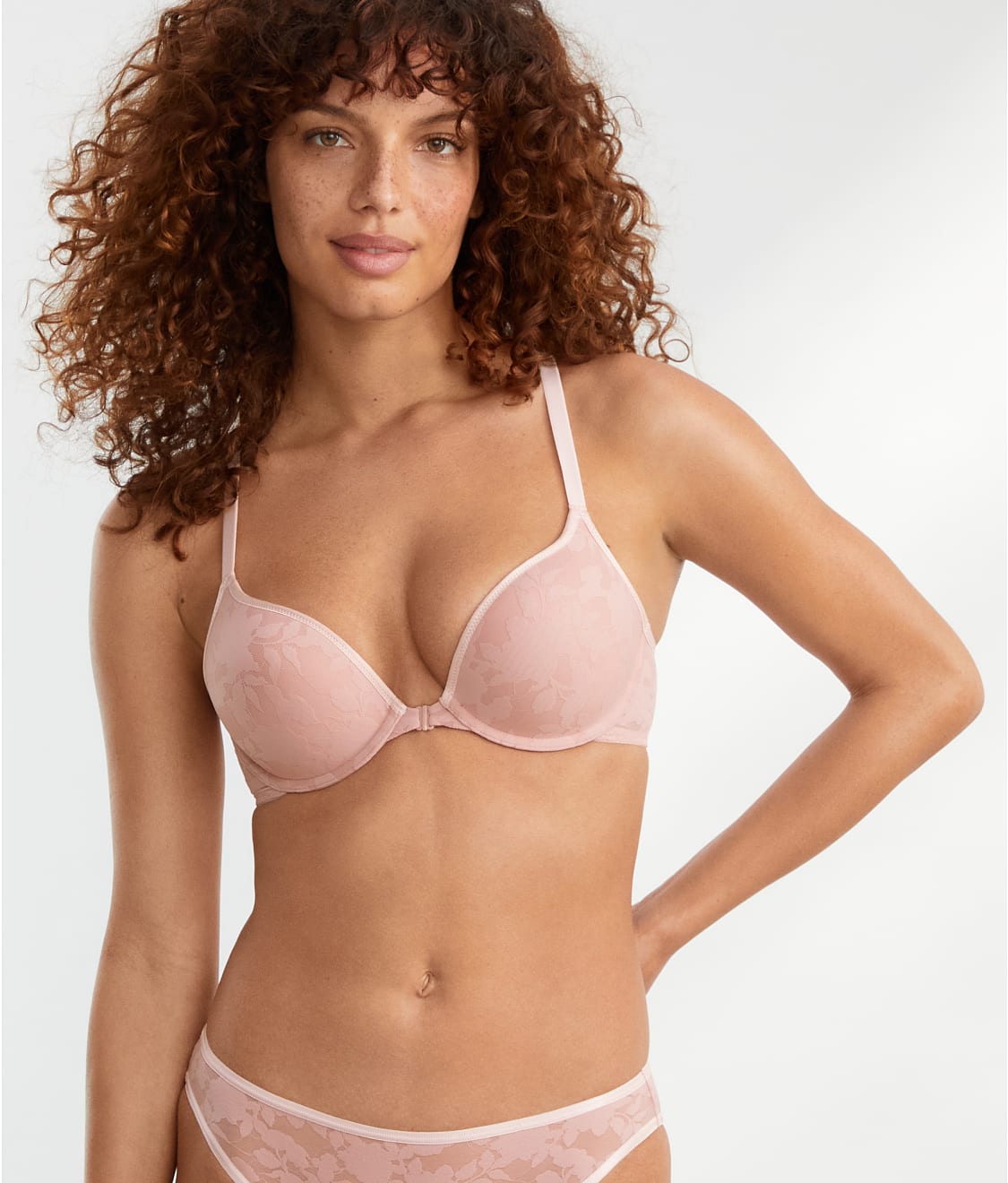 CURVY COUTURE Blushing Pink Luxe Lace Underwire Bra, US 36DD, UK