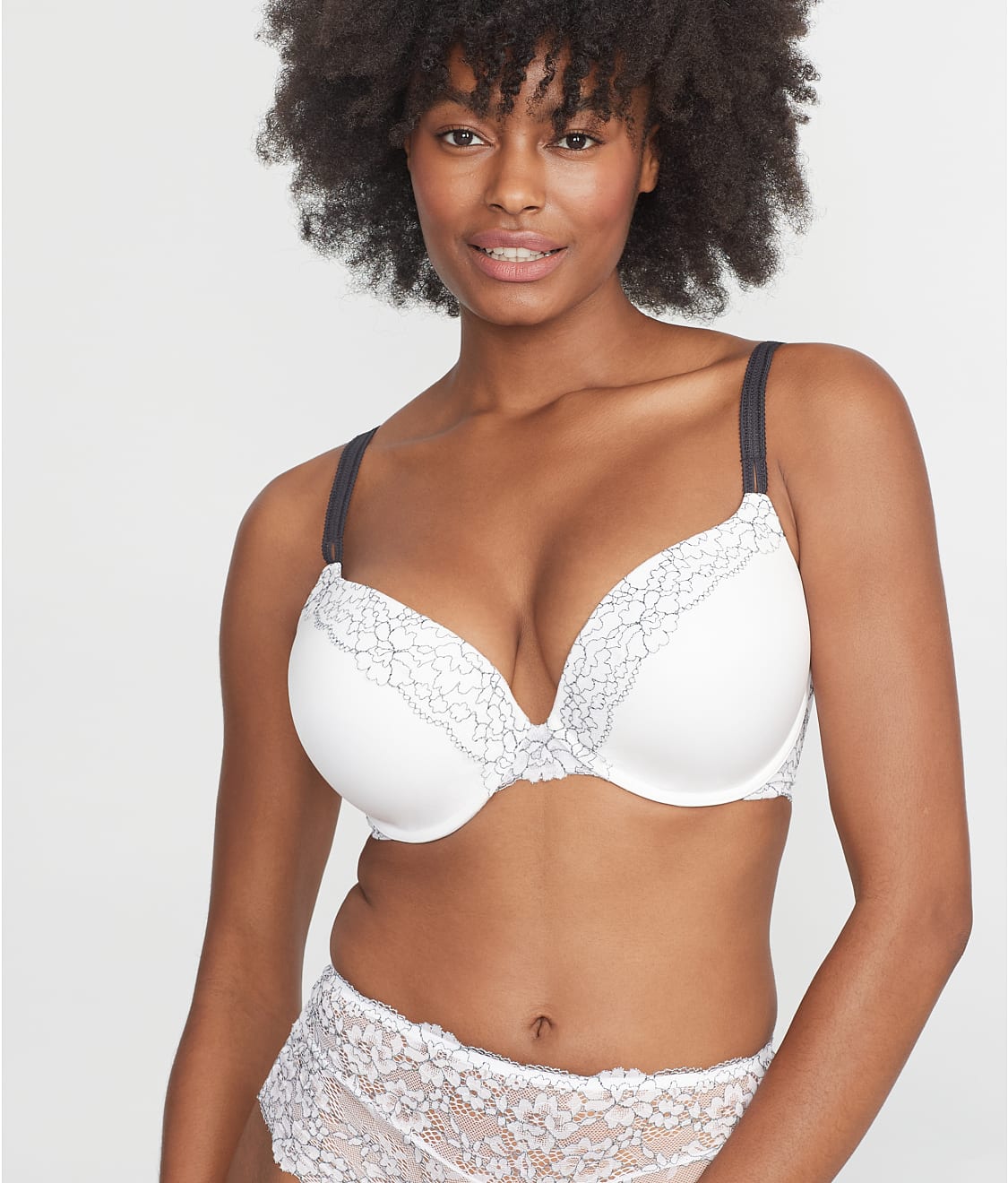 Camio Mio Lace Unlined Side Support Bra 38DD, Hazel/Barely There at   Women's Clothing store