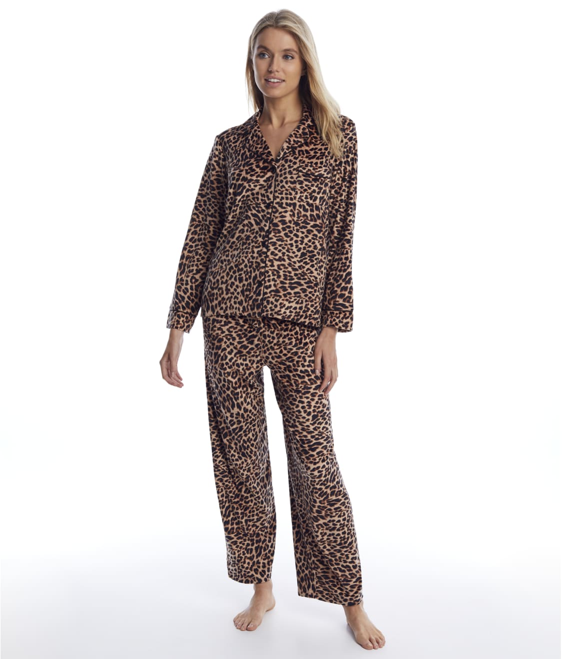 Donna Karan Sleepwear: Natural Animal Velour Pajama Set D3923314-NAT