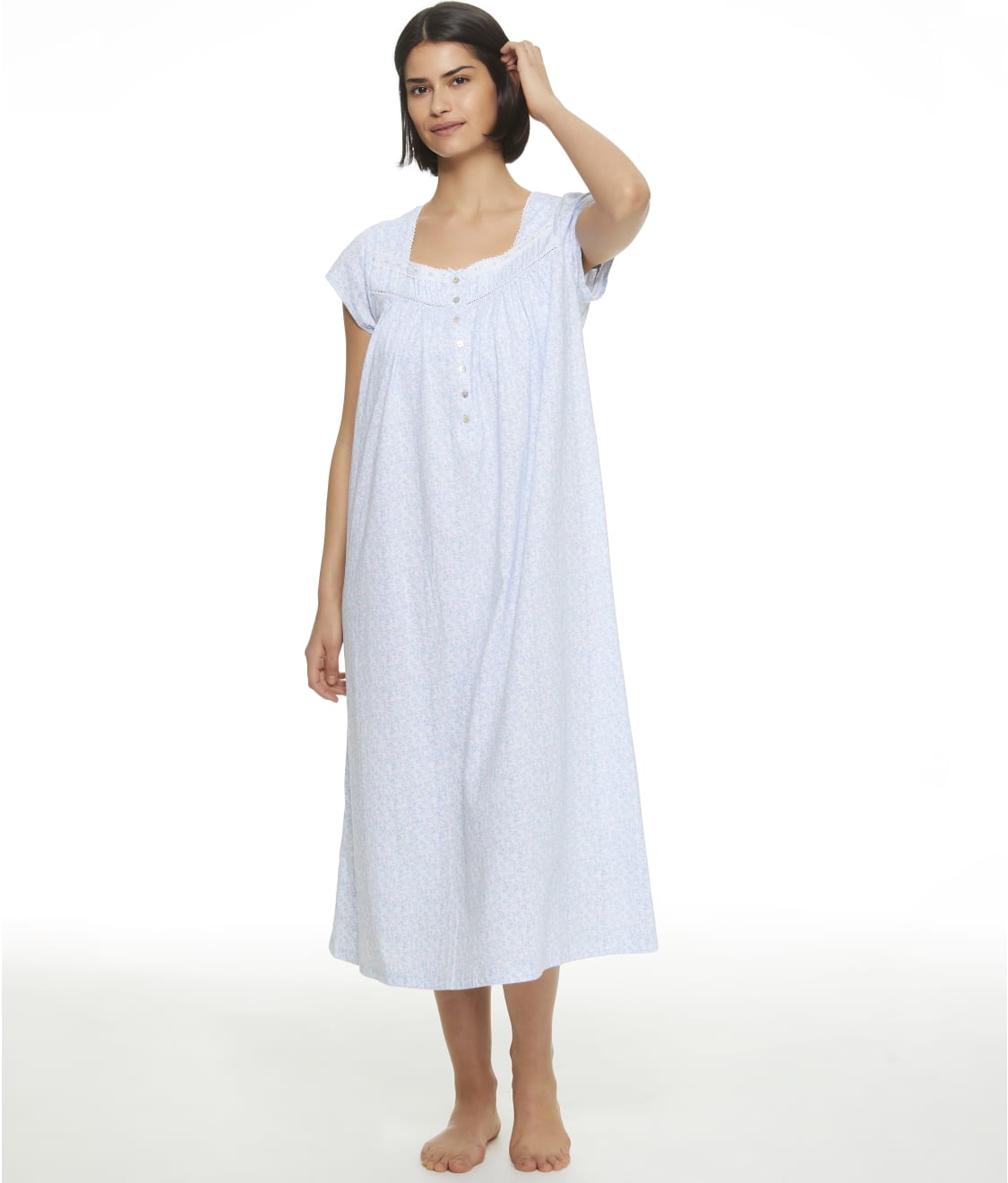 Eileen West Aqua Ground Floral Ballet Knit Nightgown & Reviews | Bare ...