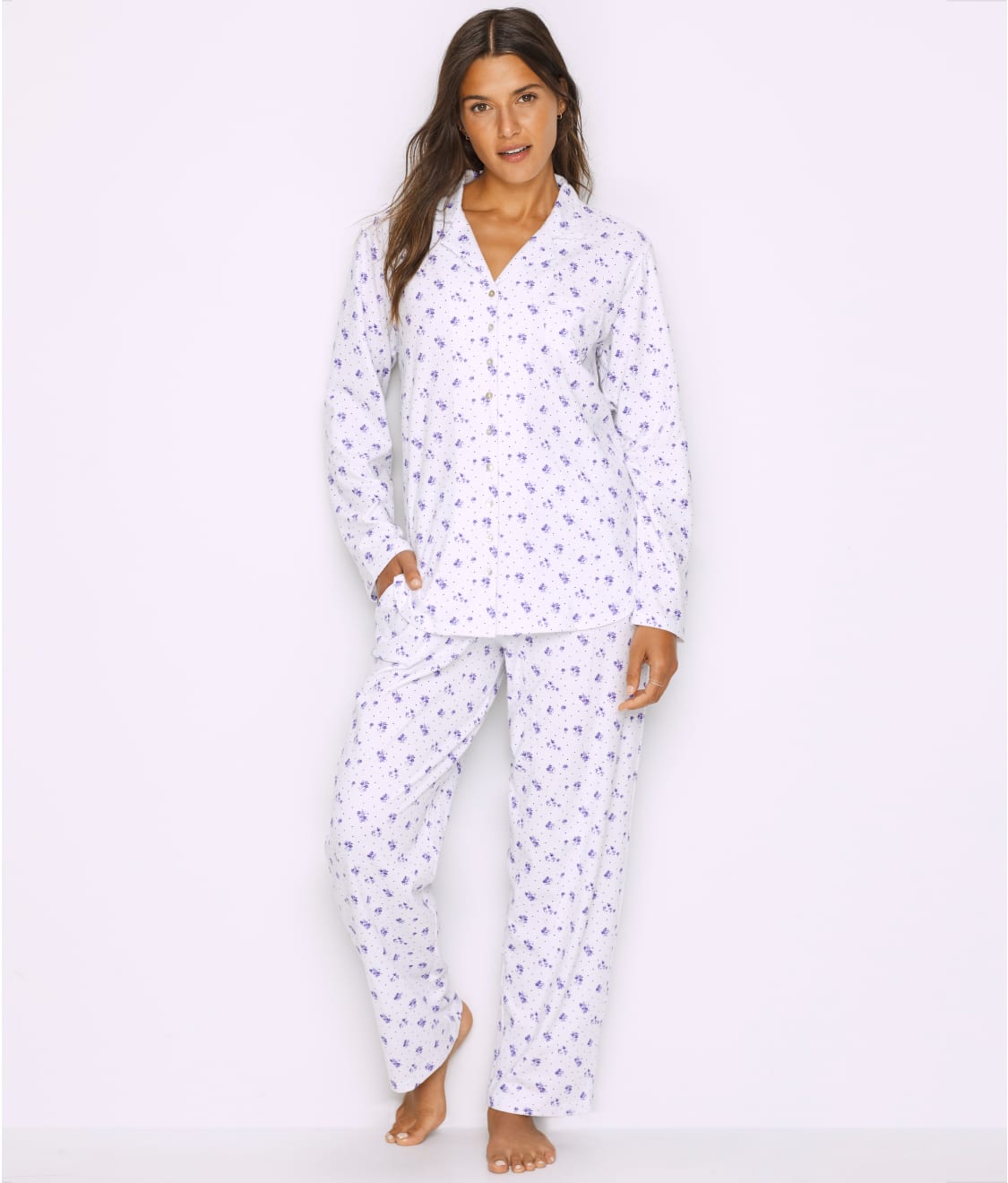 Eileen West Lavender Floral Knit Pajama Set & Reviews | Bare ...