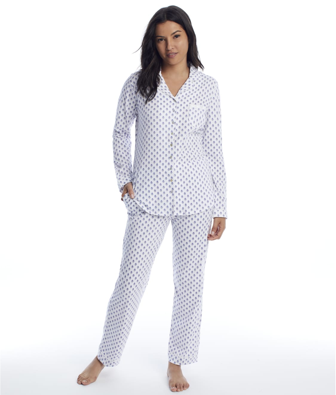 Eileen West Blue Geo Knit Pajama Set & Reviews | Bare Necessities ...