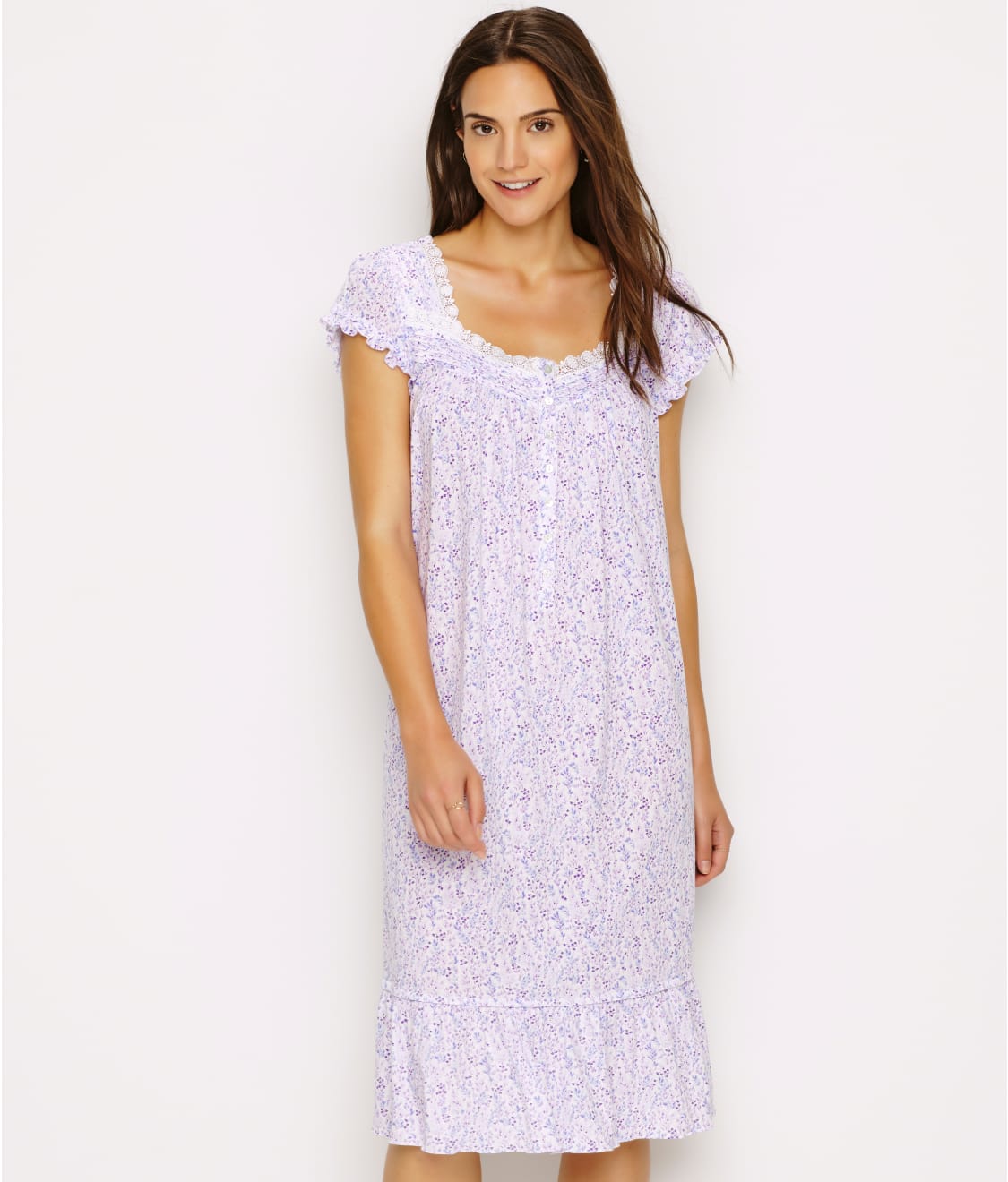 Eileen West Cotton Modal Lavender Print Nightgown
