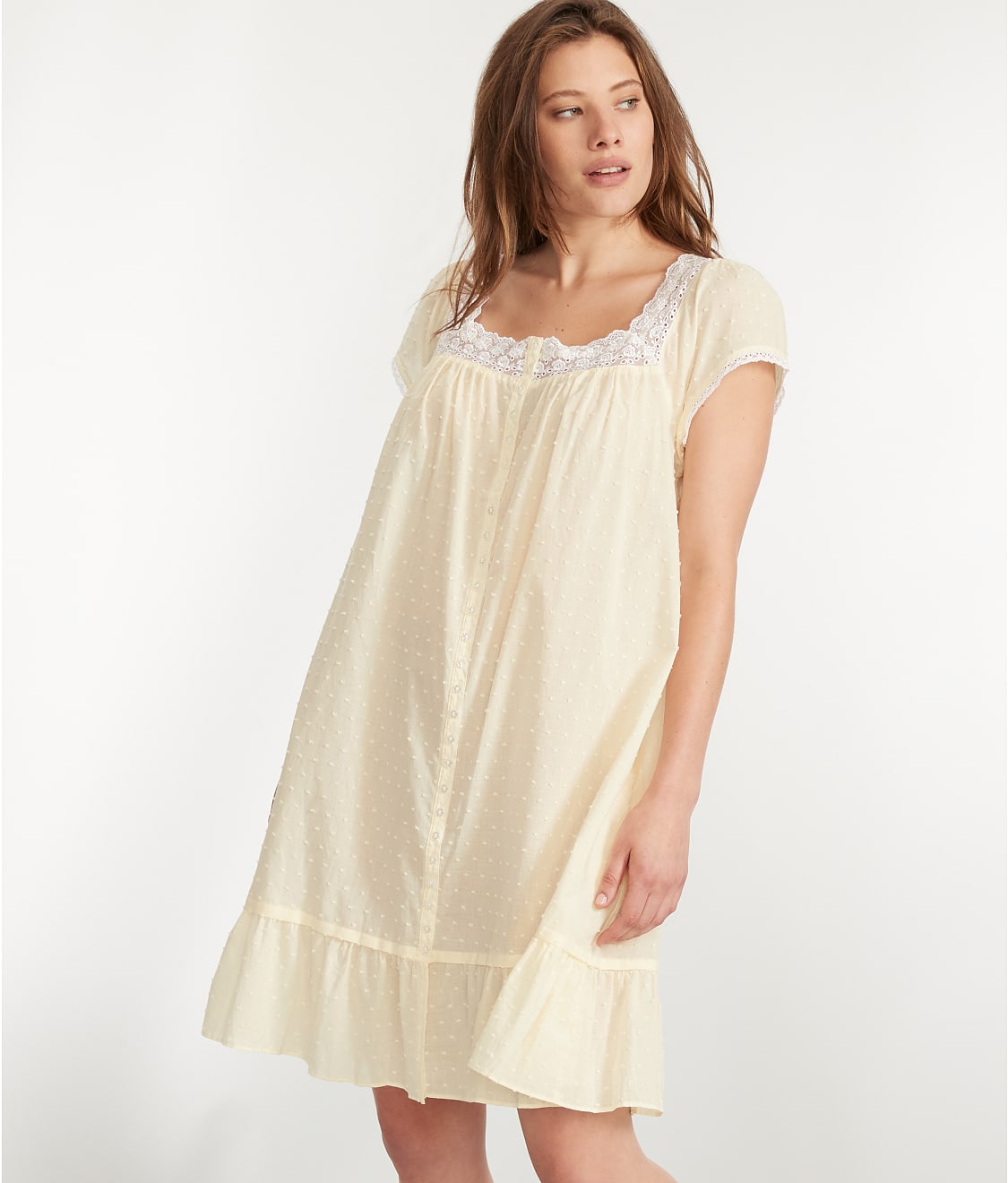 Eileen West: Swiss Dot Woven Cotton Short Gown E5525078