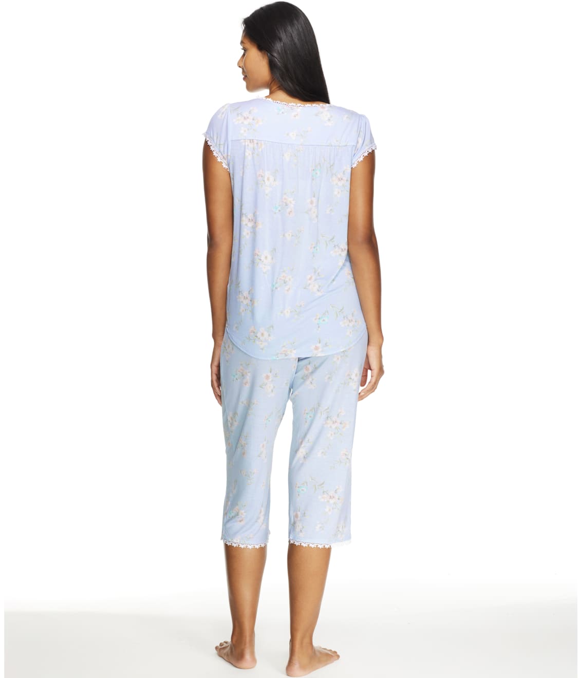 Eileen West Blue Floral Modal Knit Cropped Pajama Set & Reviews | Bare ...