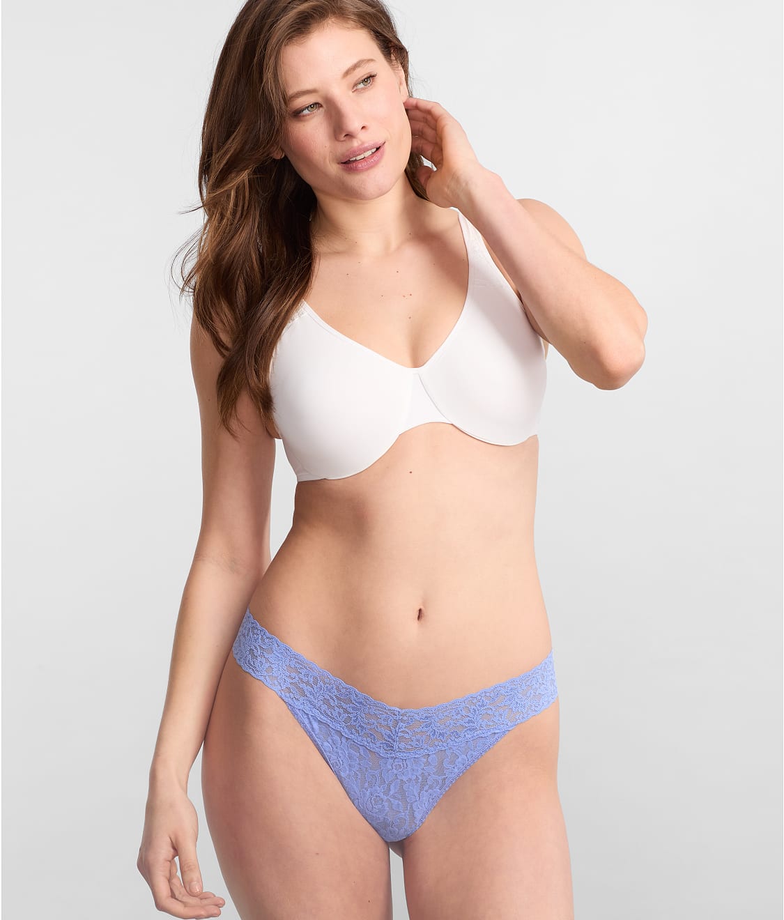 Signature Lace Low Rise Blue Thong, Hanky Panky