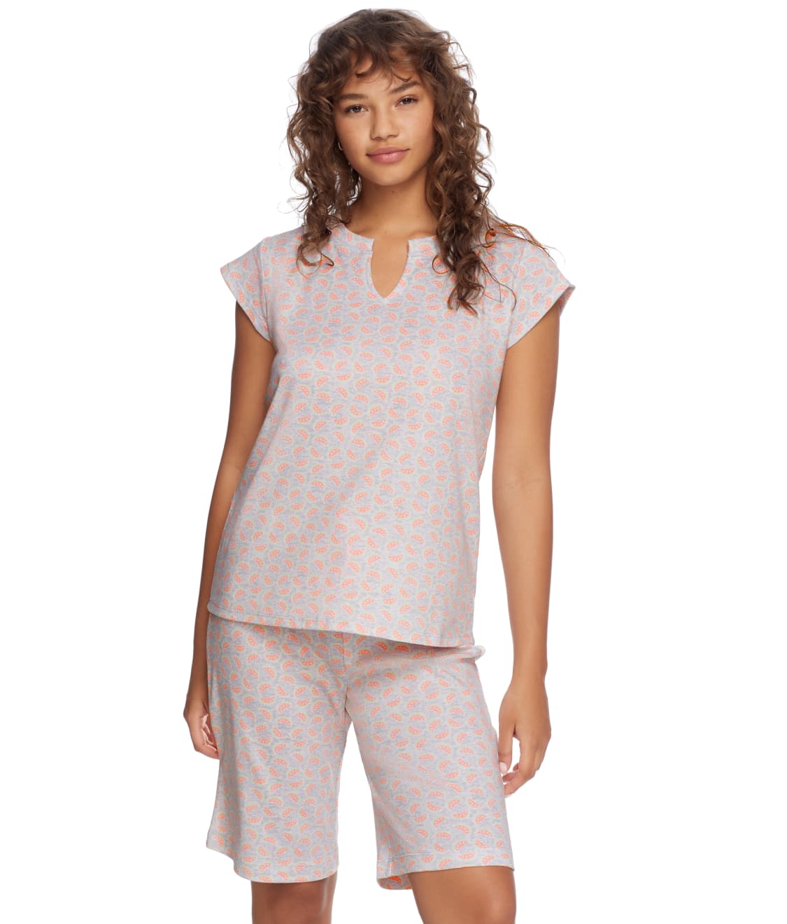 Karen Neuburger Split Neck Bermuda Knit Pajama Set & Reviews | Bare ...