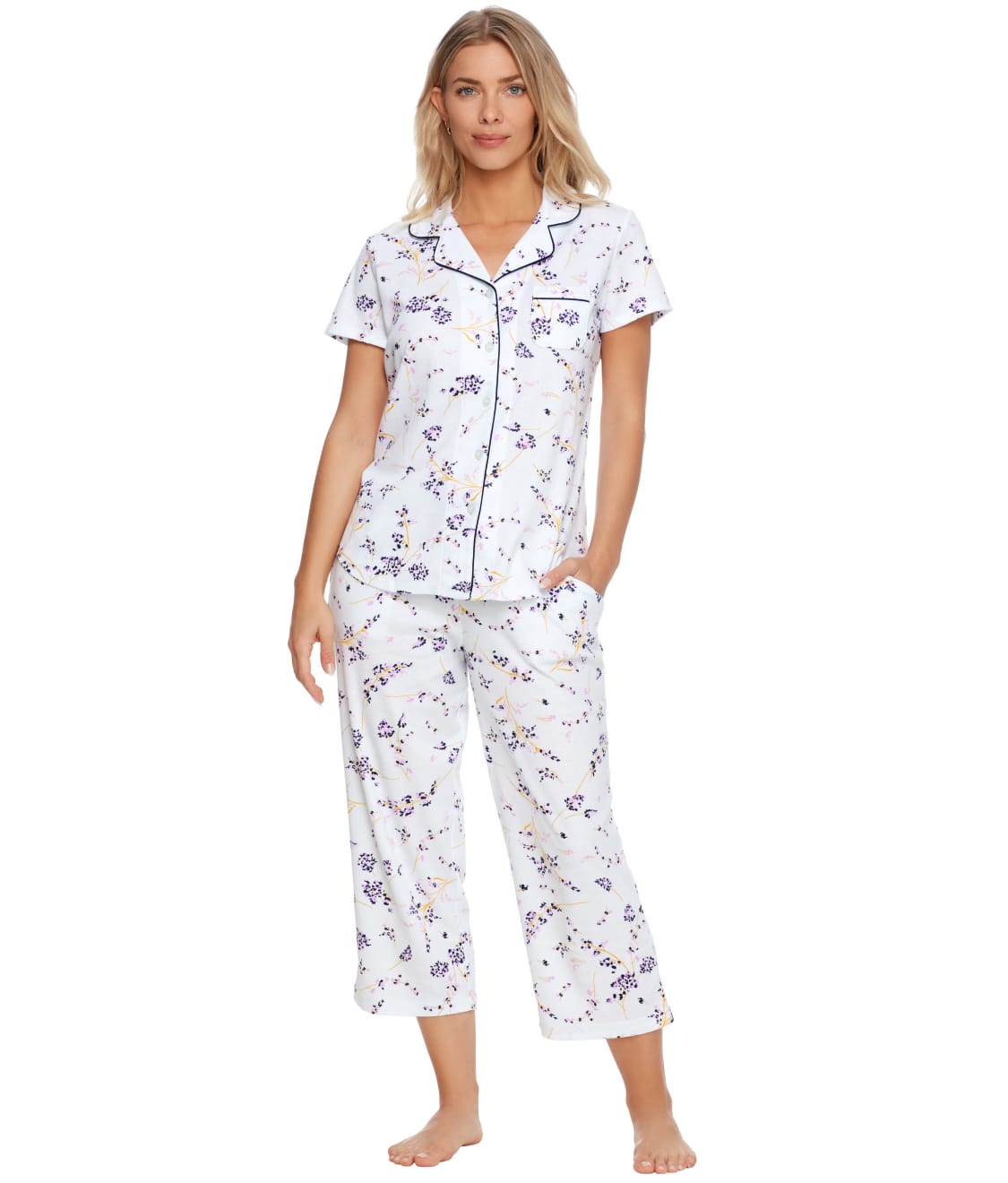 Karen Neuburger Blue Sky Girlfriend Knit Capri Pajama Set & Reviews ...