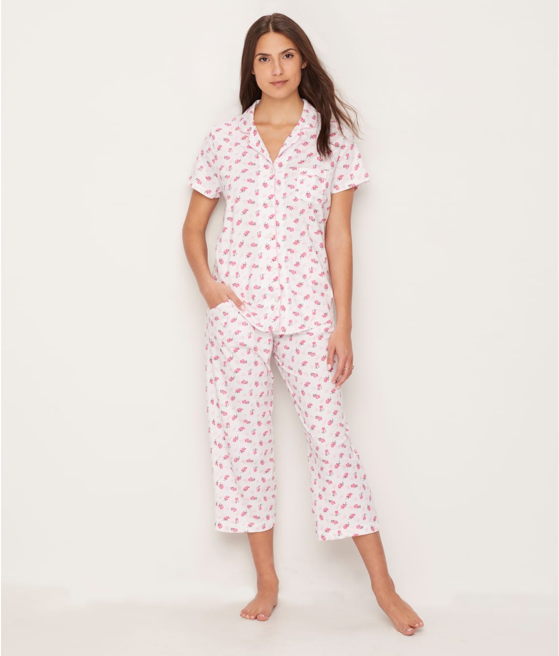 Karen Neuburger Ditsy Girlfriend Knit Cropped Pajama Set & Reviews ...