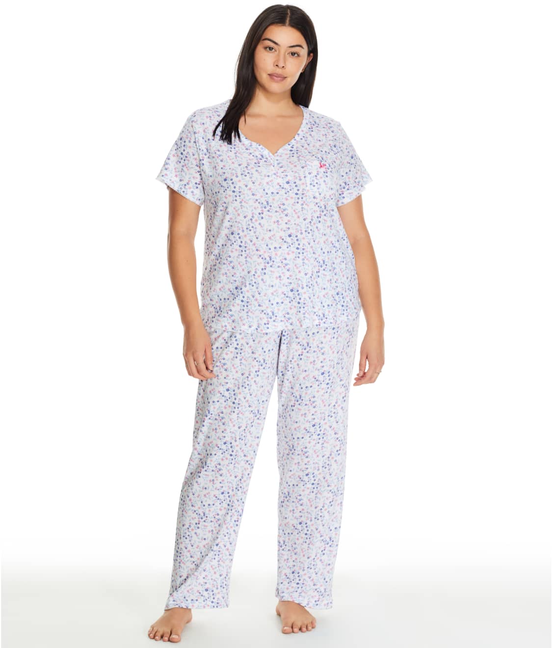 Karen Neuburger Plus Size Serene Ditsy Girlfriend Knit Pajama Set ...