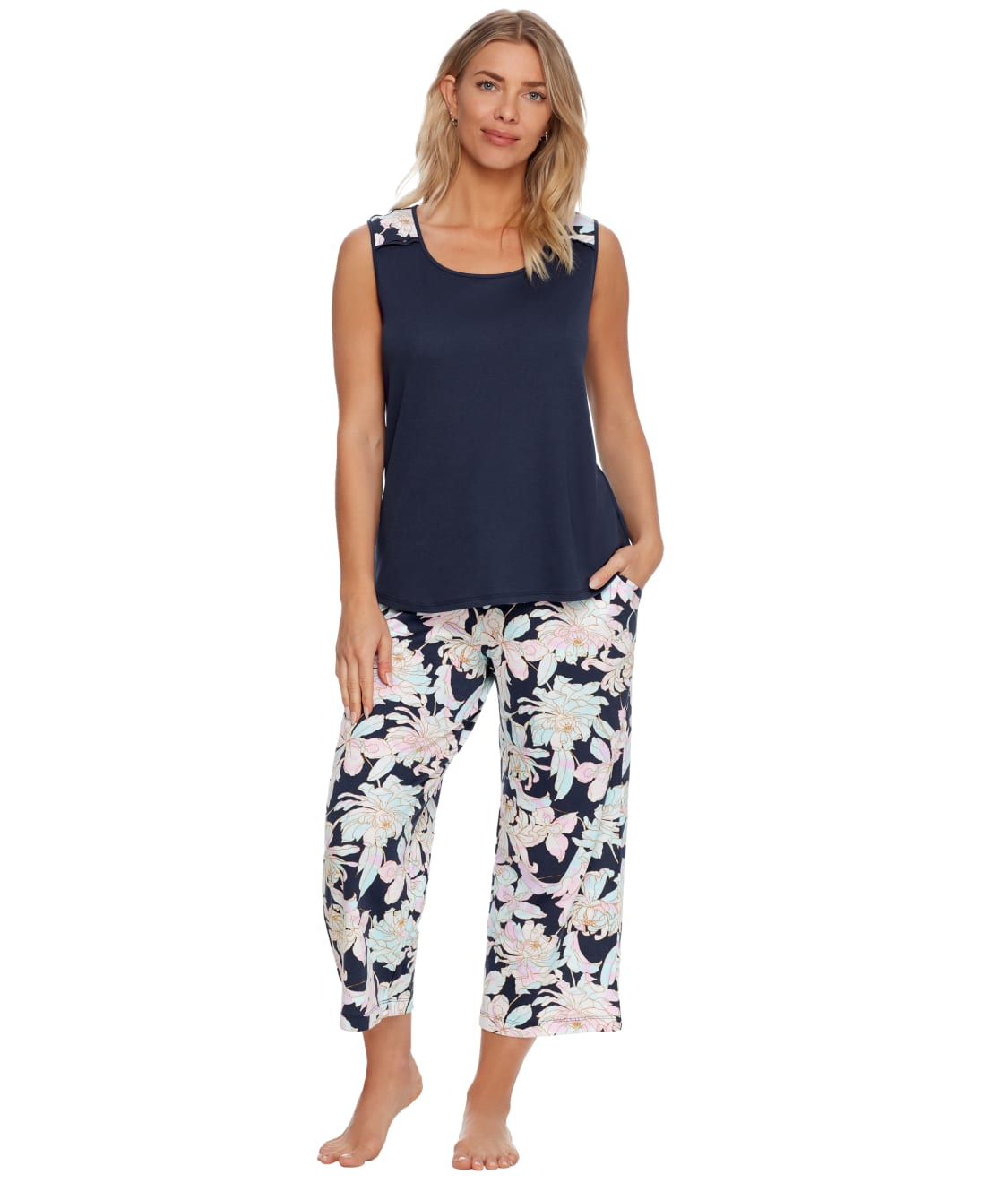 Karen Neuburger: Seaside Dreams Knit Capri Pajama Set RF0671M