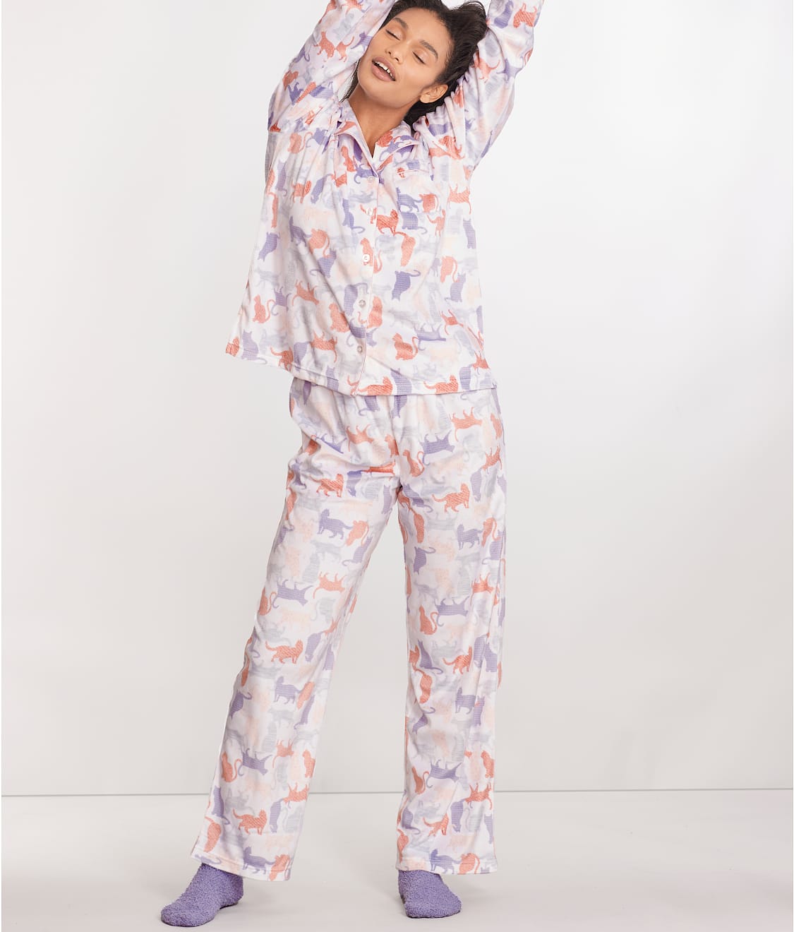Karen Neuburger Womens Girlfriend Fleece Plaid Pajama Set  Style-RZ0029M-PERI 