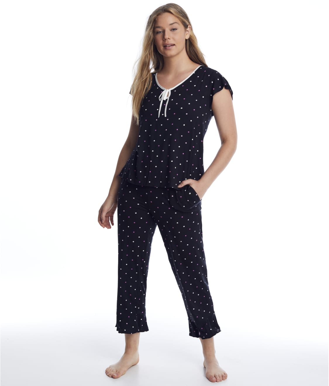 kate spade new york Black Dot Modal Cropped Pajama Set & Reviews | Bare ...