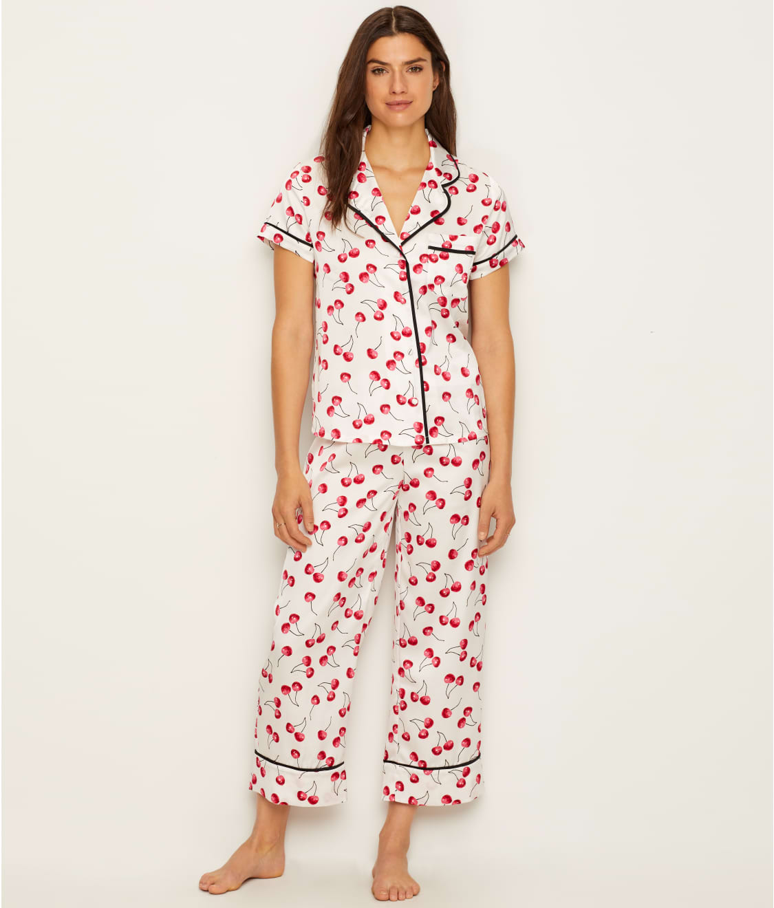 kate spade new york Charmeuse Cherry Cropped Pajama Set & Reviews ...