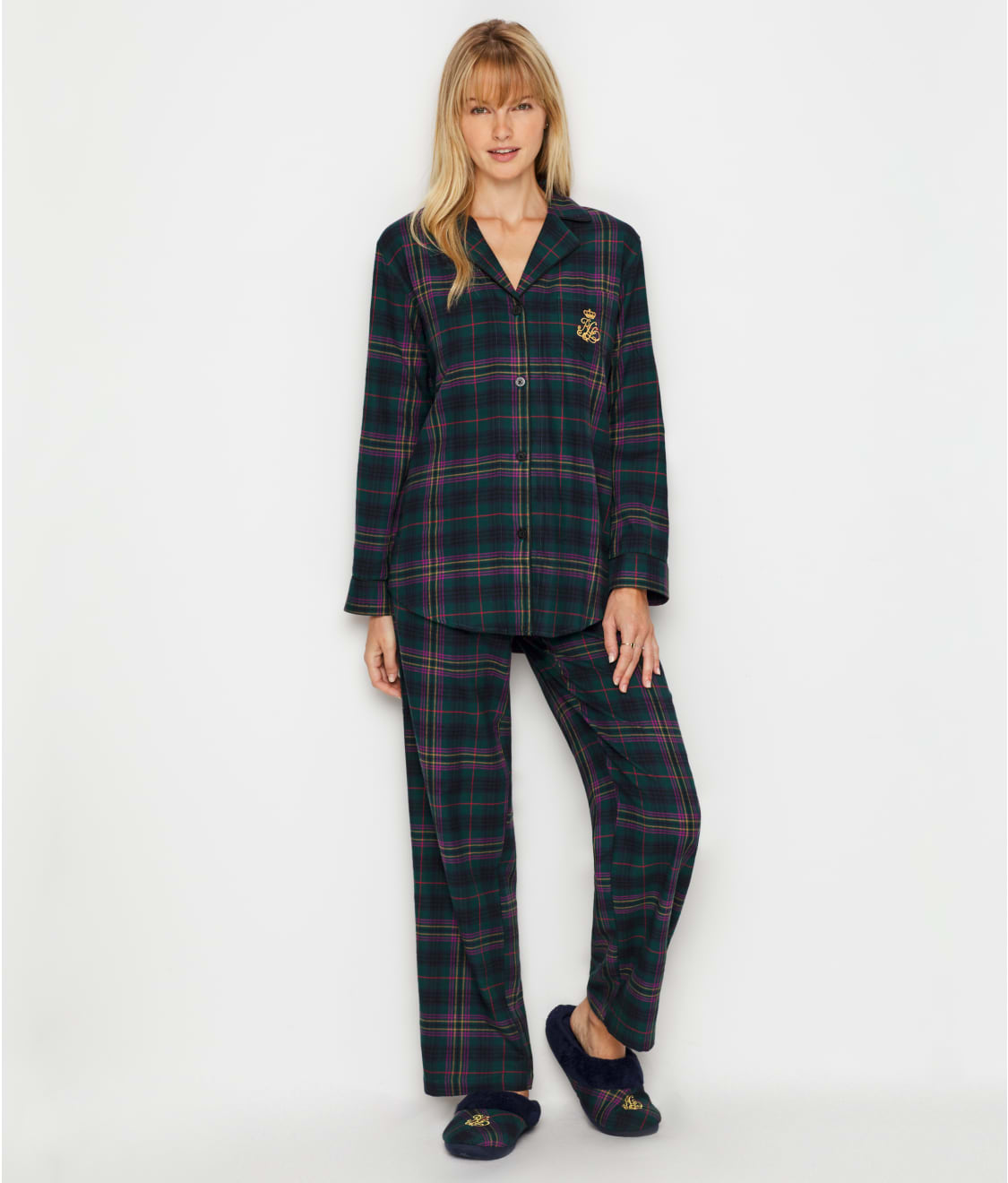 lauren ralph lauren brushed twill plaid pajamas set