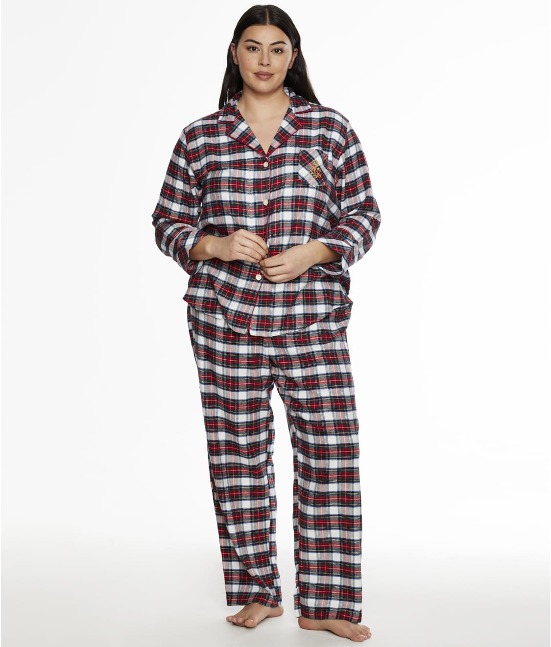 Lauren Ralph Lauren Plus Size Brushed Twill Flannel Pajama Set ...