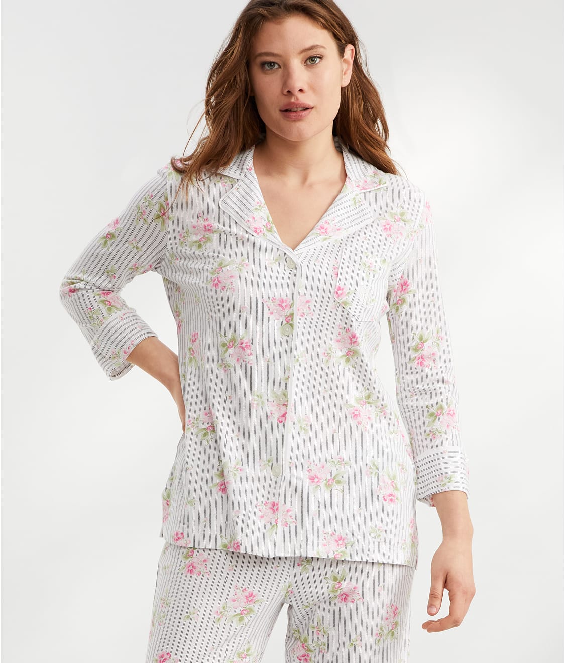 Floral Stripe Knit Pajama Set