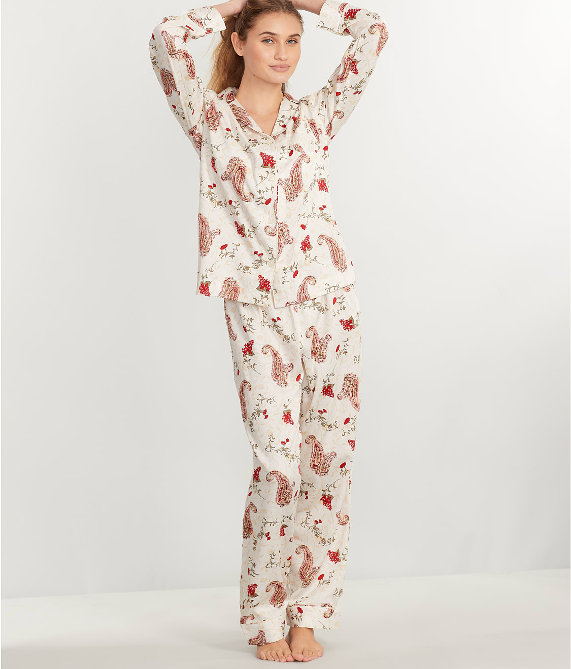 Lauren Ralph Lauren Women's Notch Collar Woven Pajama Set - Cream - XLarge
