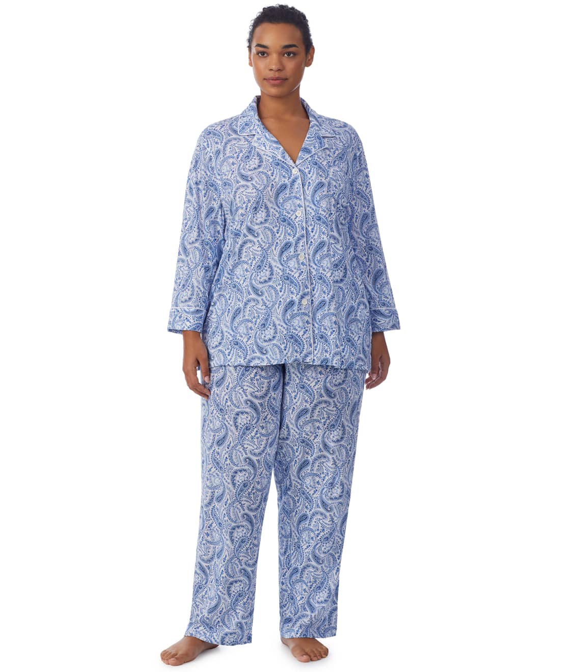 Lauren Ralph Lauren Plus Size Notch Collar Knit Pajama Set & Reviews ...