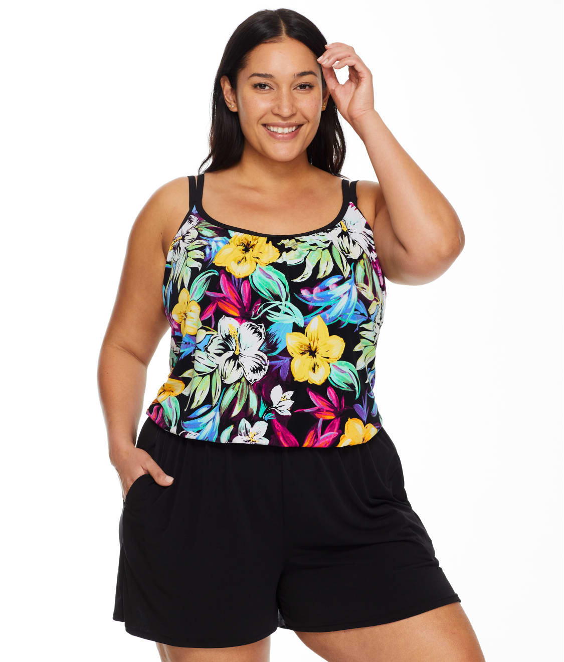 Maxine of Hollywood Plus Size Island Mist One-Piece Romper & Reviews ...