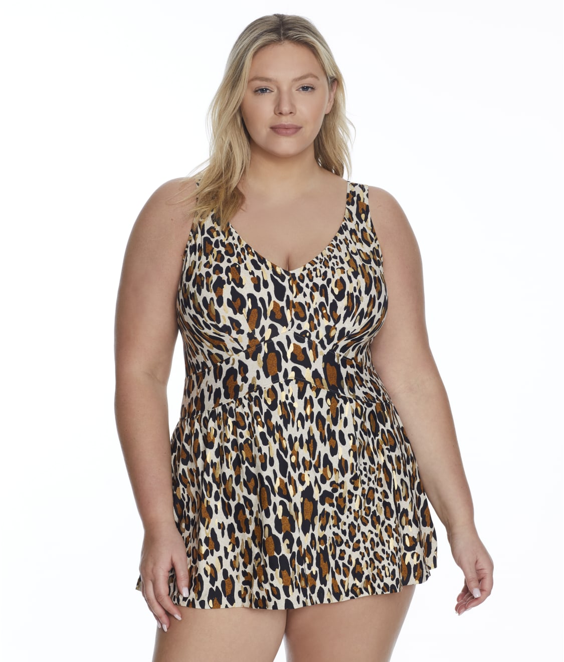 Maxine of Hollywood: Plus Size Jungle Cat Empire Swim Dress MW2DC40