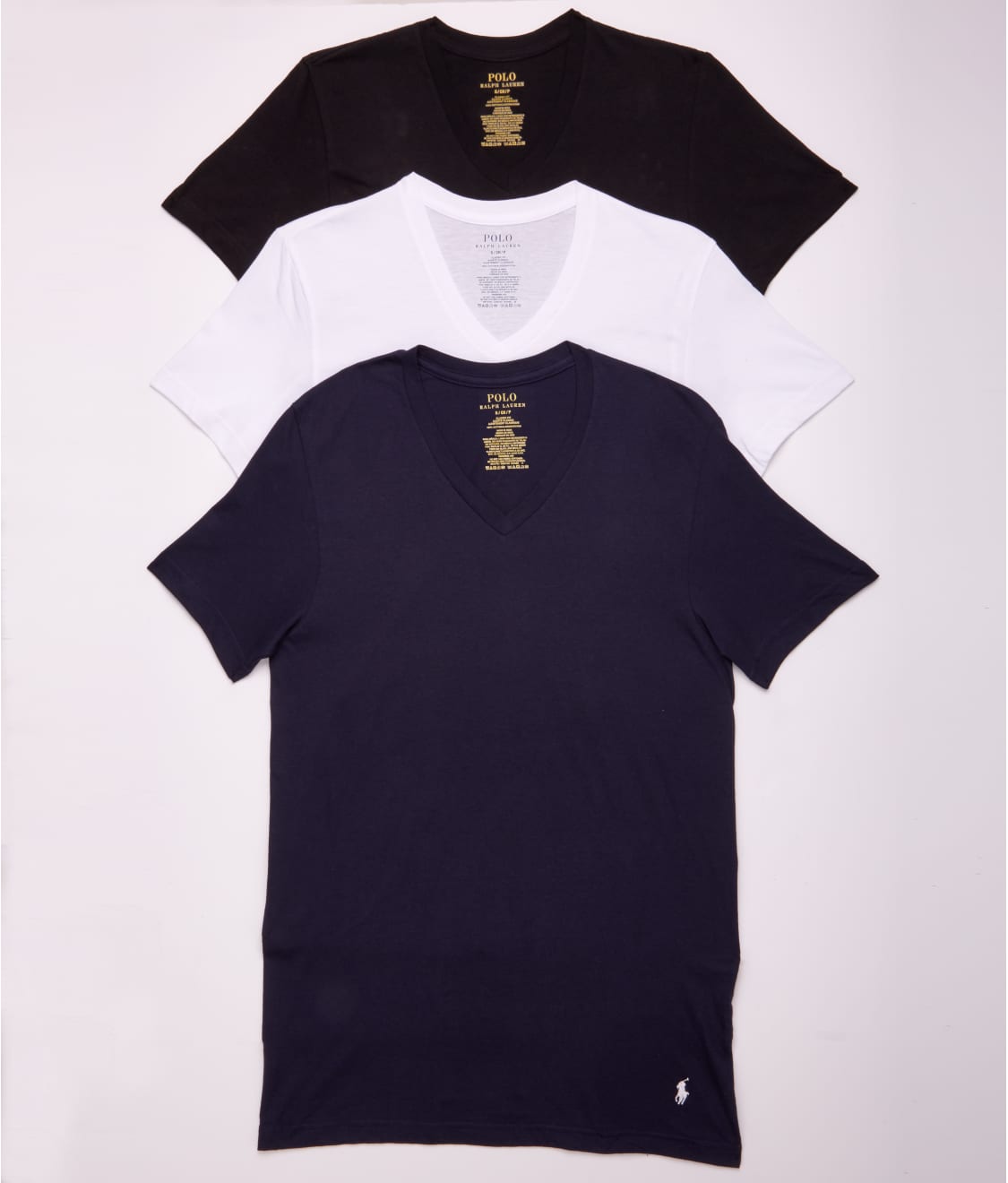 Polo Ralph Lauren: Classic Fit Cotton Wicking V-Neck T-Shirt 3-Pack NCVNP3