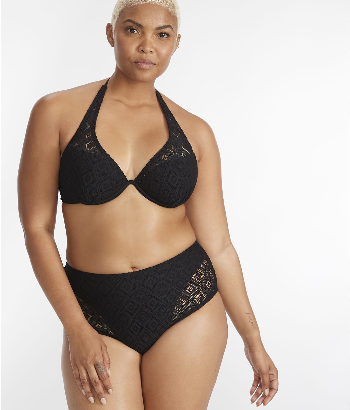 Plus Size - Lace And Mesh High Neck Bralette - Torrid