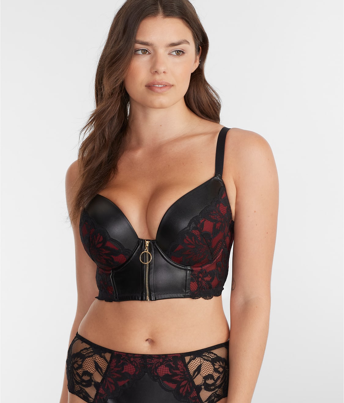 Faux Leather Bralette - Burgundy