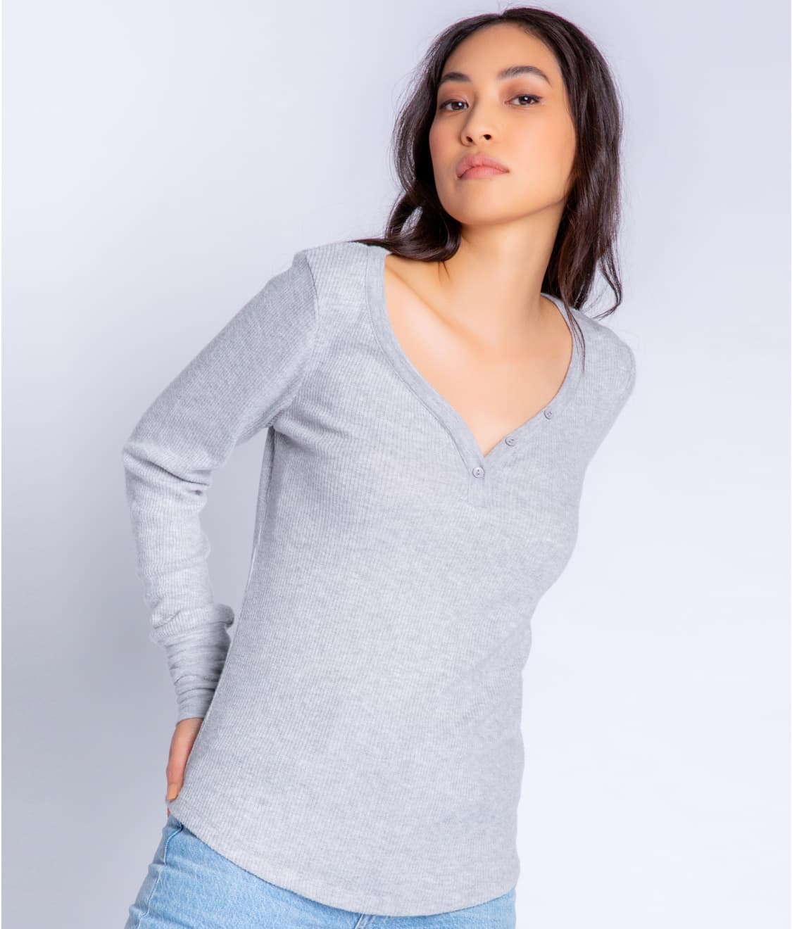 P.J. Salvage: Textured Essentials Ribbed Knit Lounge Top RZTELS