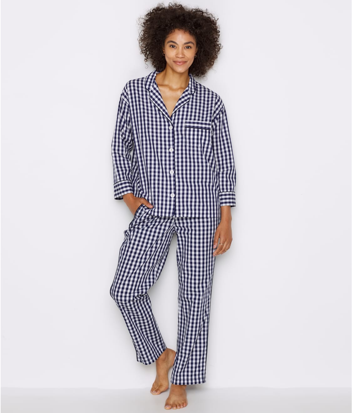 SLEEPY JONES  Marina Pajama Set in Large Navy Gingham – Sleepy Jones