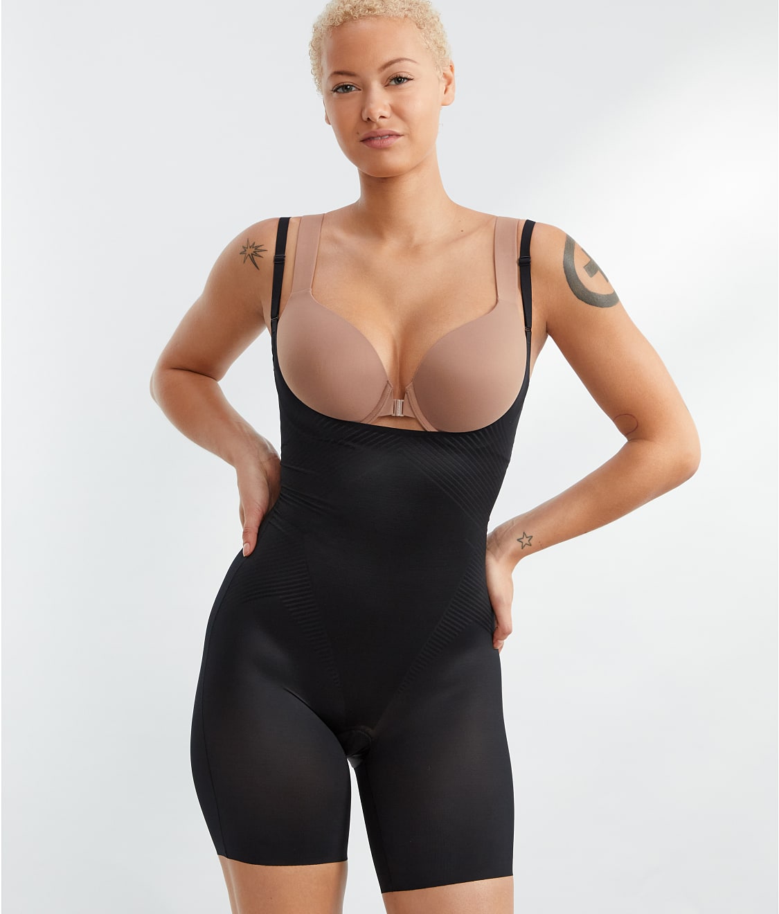 Spanx Slimplicity Open Bust Bodysuit Black Small NWT