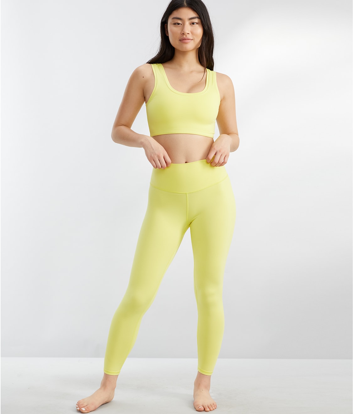 High Rise Active Tights in Lemon Yellow with Contrast Panels & Side Po –  Tradyl