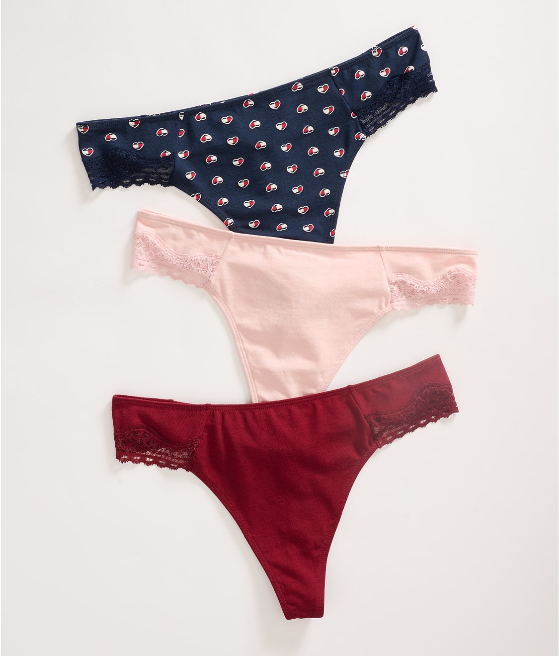 Tommy Hilfiger Cotton & Lace Thong 3-Pack & Reviews